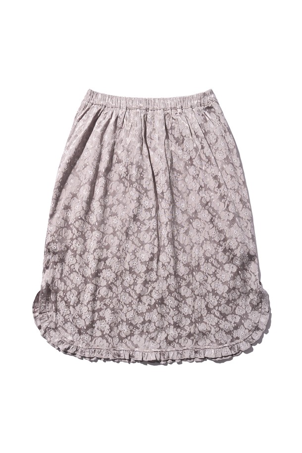 POEV - 미디스커트 - Jacquard Frill Skirt - Silver Beige