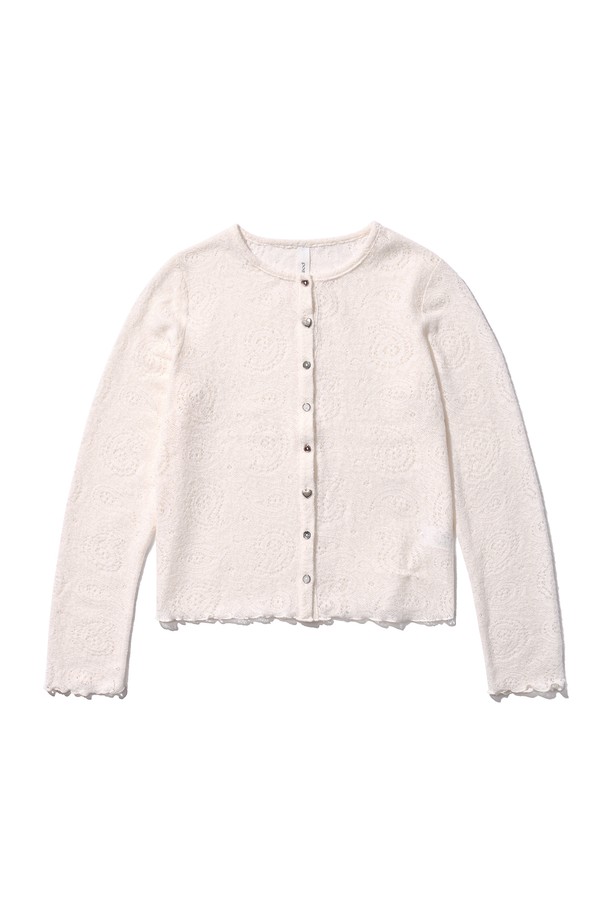 POEV - 가디건 - Flower Mix Button Cardigan - Ivory