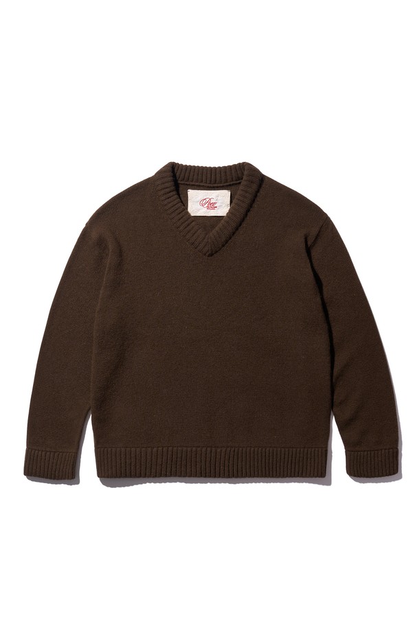 POEV - 스웨터 - 90’s V-neck Cashmere Knit - Brown