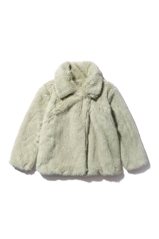 POEV - 코트 - Vintage Two-tone Fur Jacket - Sage Green