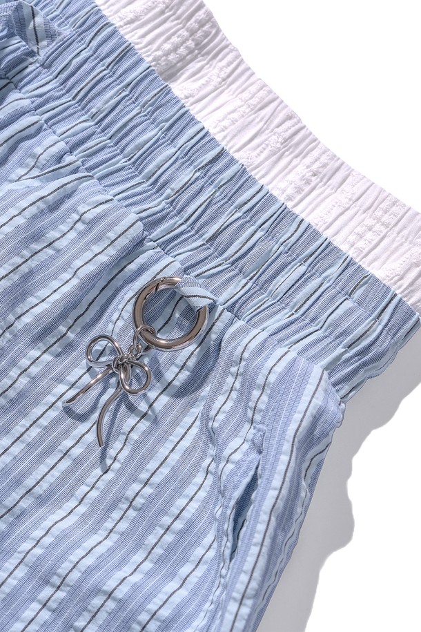 POEV - 쇼트팬츠 - Striped Layered Boxer Shorts - Sky blue