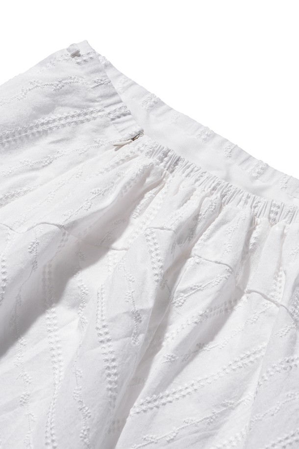 POEV - 미디스커트 - Broderie Asymmetric Skirt - White