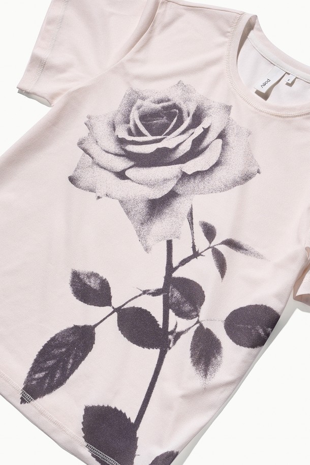 POEV - 반소매 티셔츠 - Rose Printed T-shirt - Ivory