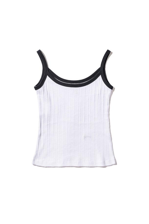 POEV - 민소매티셔츠 - Ringer Sleeveless Top - White/Navy