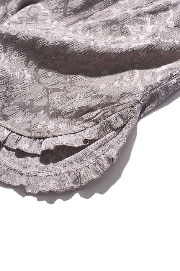 POEV - 미디스커트 - Jacquard Frill Skirt - Silver Beige