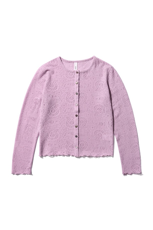 POEV - 가디건 - Flower Mix Button Cardigan - Pink