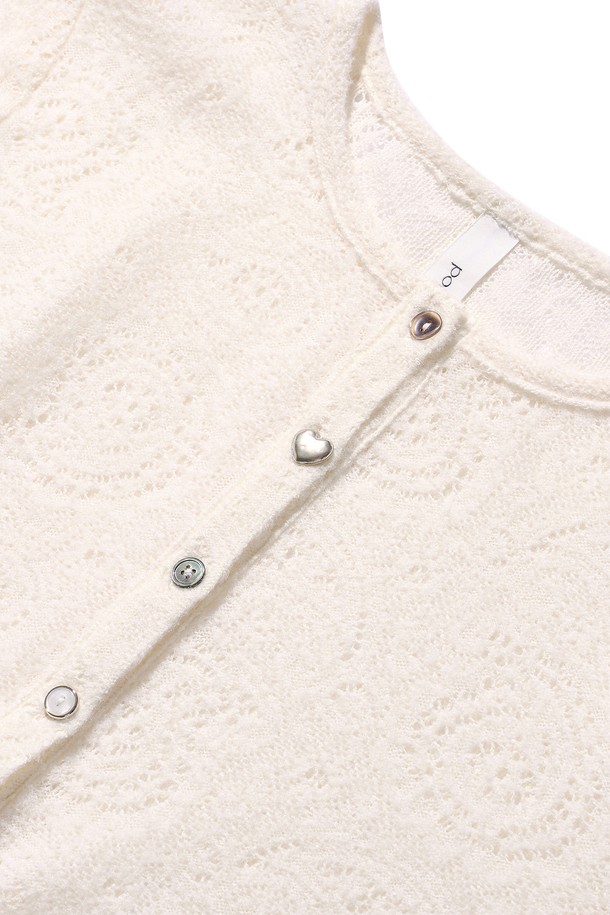 POEV - 가디건 - Flower Mix Button Cardigan - Ivory