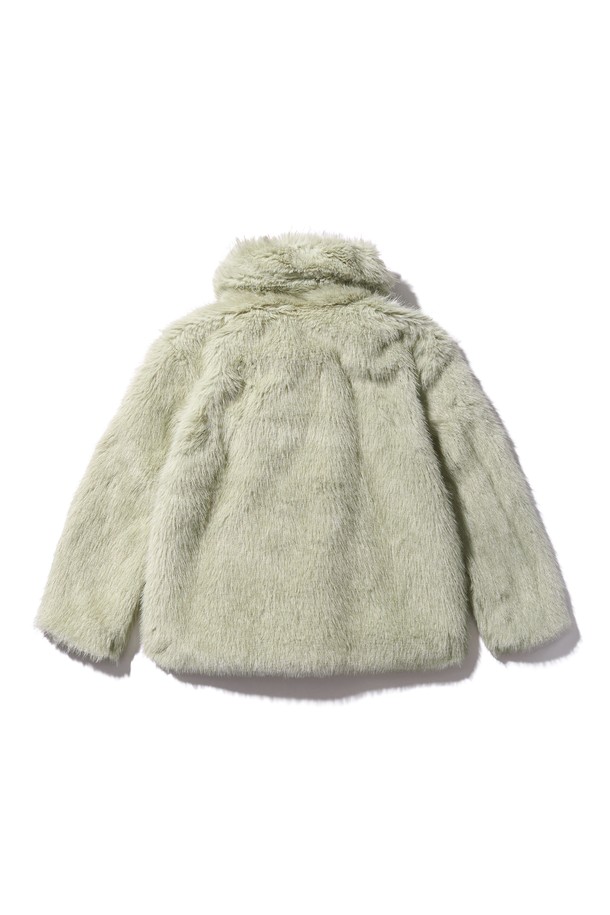 POEV - 코트 - Vintage Two-tone Fur Jacket - Sage Green