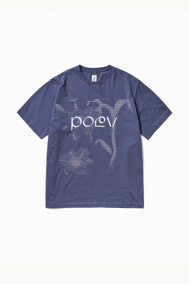 POEV - 반소매 티셔츠 - Flower Letter Oversized T-Shirt - Navy