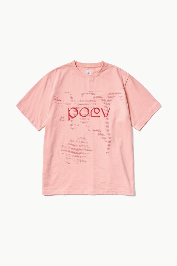 POEV - 반소매 티셔츠 - Flower Letter Oversized T-Shirt - Apricot