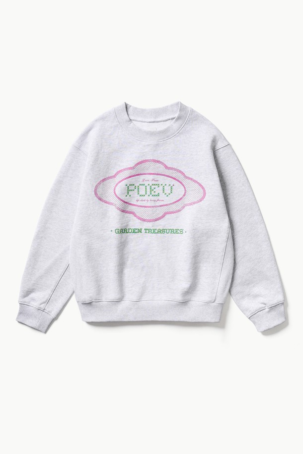 POEV - 긴소매 티셔츠 - Lace Applique Sweatshirt - Light Grey