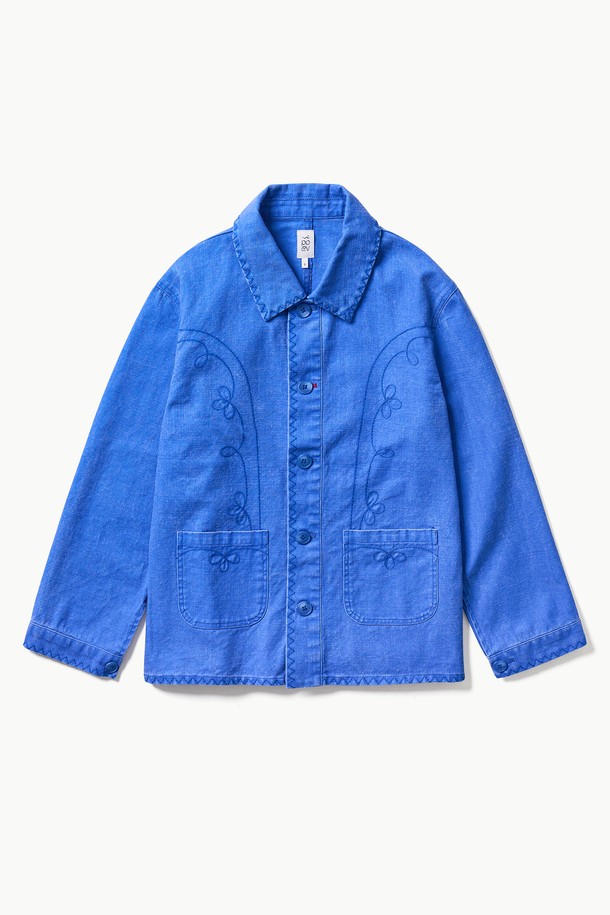 POEV - 자켓 - Floral Stitch French Work Jacket - Blue