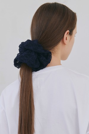 Lace Big Scrunchie - Navy