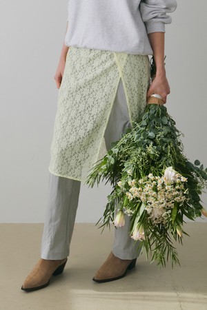 Floral Lace Layered Skirt - Lemon