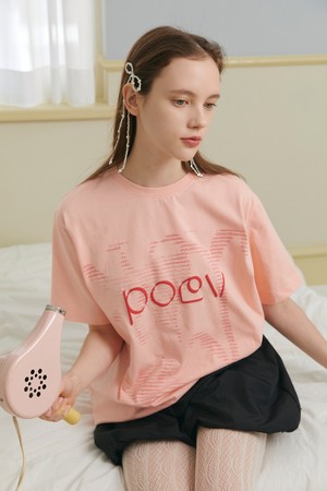 Flower Letter Oversized T-Shirt - Apricot