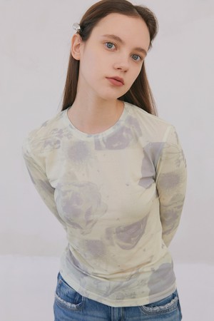 Flower Photo Printed Top - Lemon