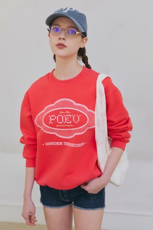 Lace Applique Sweatshirt - Bright Red