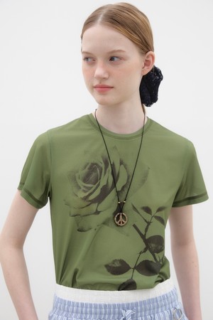 Rose Printed T-shirt - Green