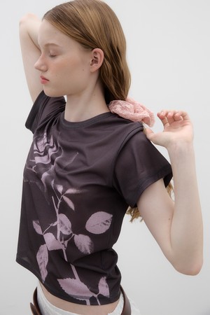 Rose Printed T-shirt - Charcoal