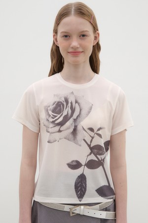 Rose Printed T-shirt - Ivory