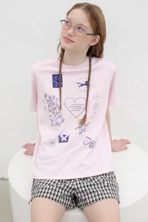 Drawing Diary Oversized T-shirt - Pink