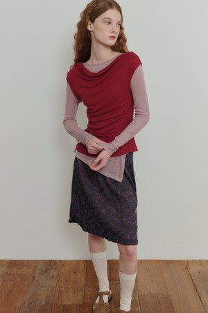 Jacquard Frill Skirt - Blue Brown