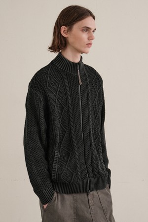 터틀 피그먼트 집업 니트 (D/GREY)