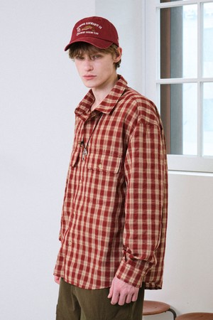 밀로 더블 포켓 체크 셔츠 (RED)