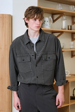 [힐리먼트] 밀로 더블 포켓 셔츠 (D/GREY)_GREY-a