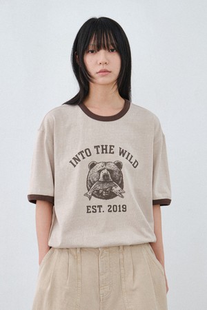 와일드 베어 링거 반팔티 (BEIGE)