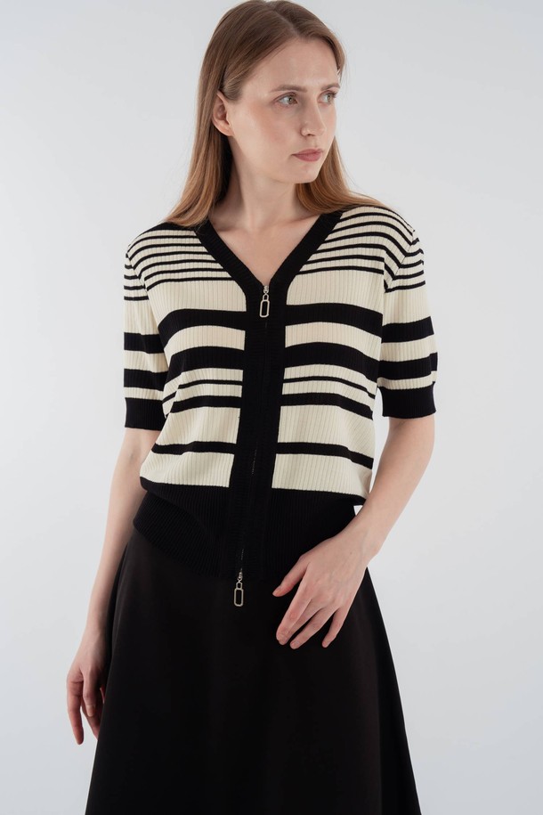 VOCA - 가디건 - Stripe cardigan_Black