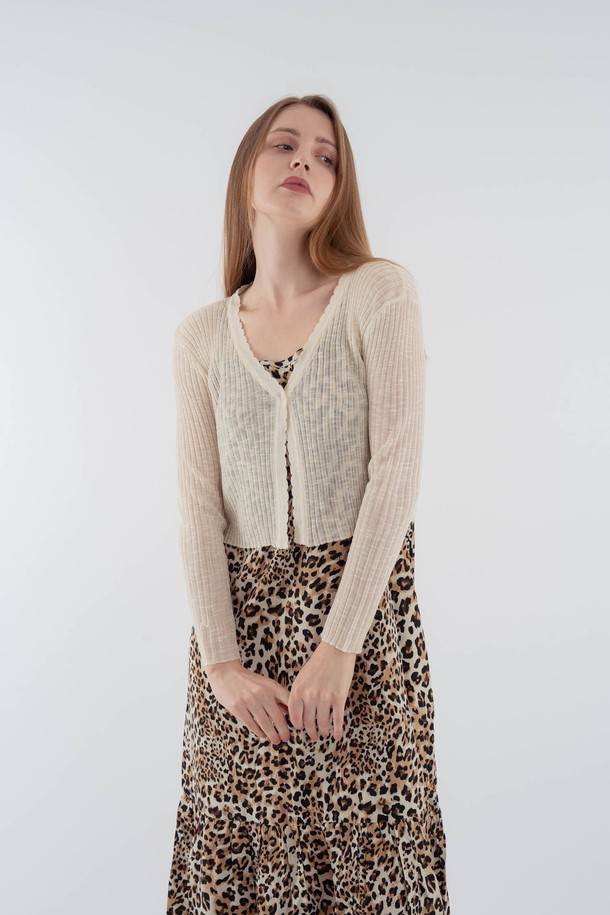 VOCA - 가디건 - See-through long sleeves cardigan_Beige