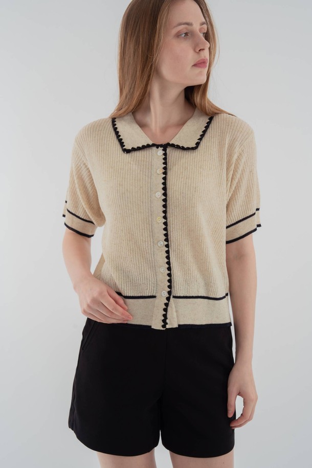 VOCA - 가디건 - Embroider point cardigan_Beige