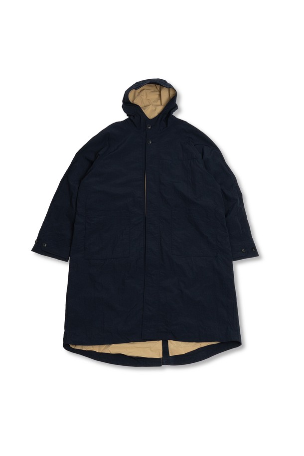 MUDSALT - 코트 - WASHED NYLON HOODED COAT NAVY