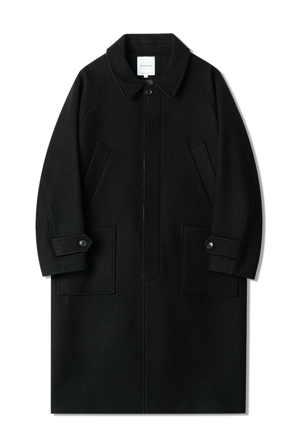 MUDSALT - 코트 - MERINO WOOL BALMACAAN COAT BLACK