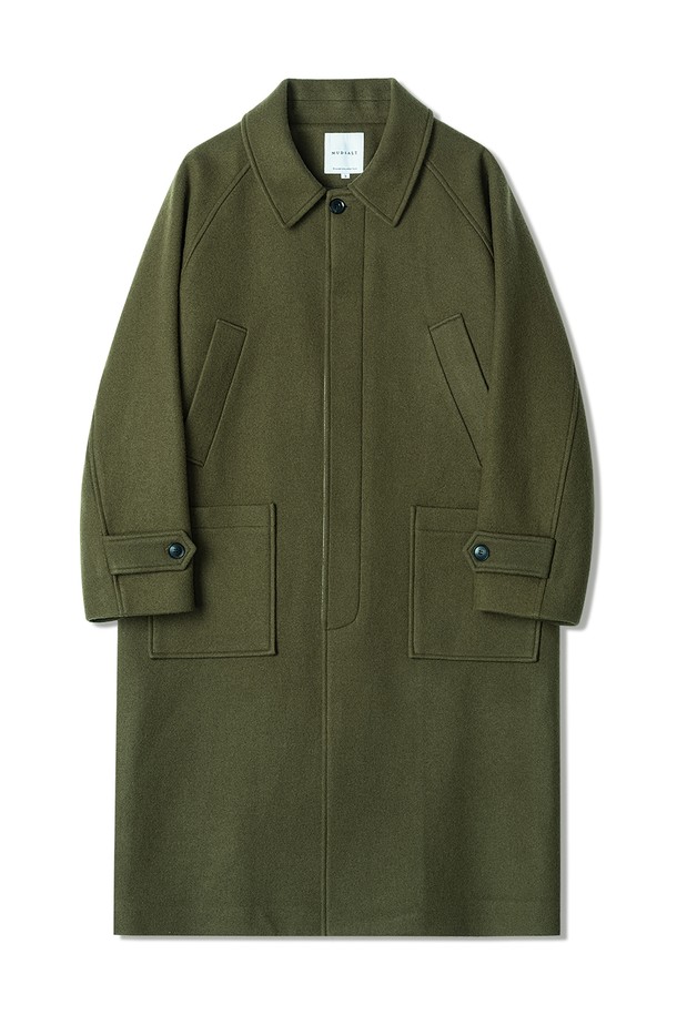 MUDSALT - 코트 - MERINO WOOL BALMACAAN COAT OLIVE