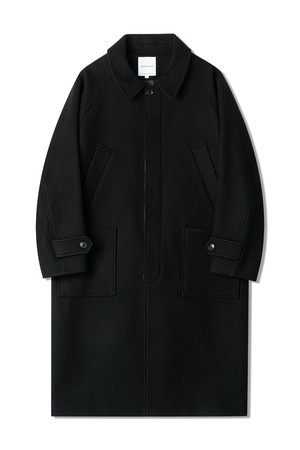 MERINO WOOL BALMACAAN COAT BLACK