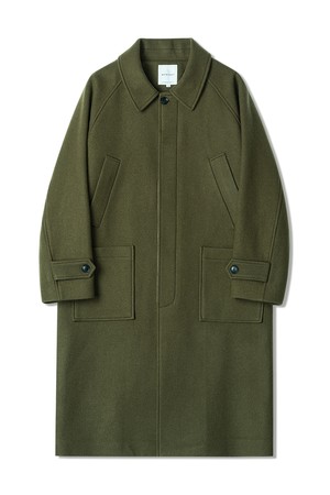 MERINO WOOL BALMACAAN COAT OLIVE