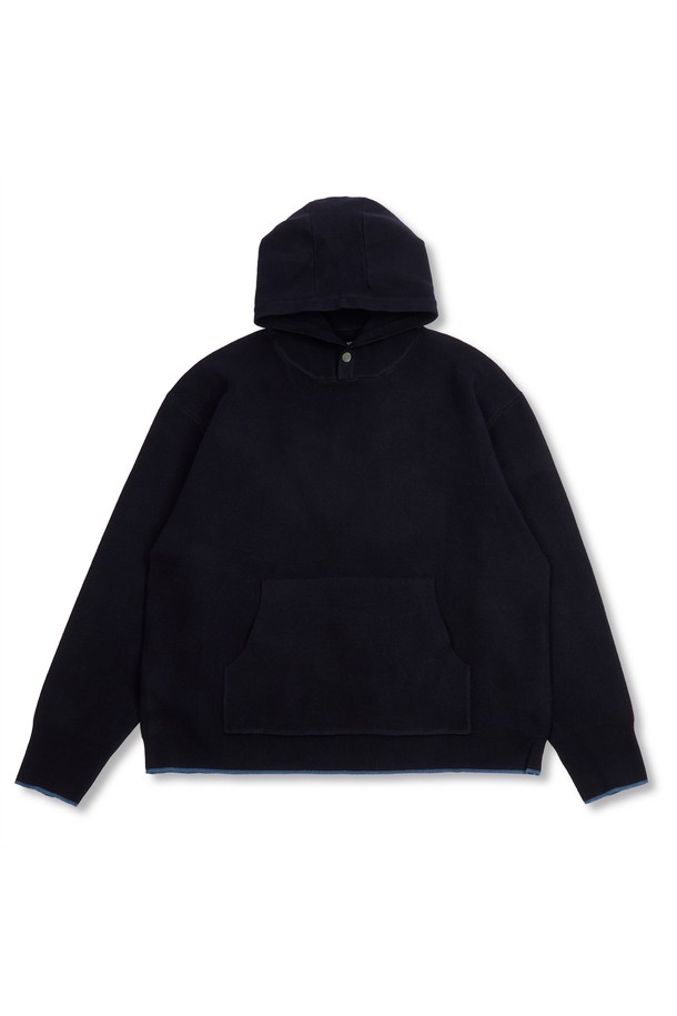 MUDSALT - 스웨터 - SHELL BUTTON KNIT HOOD NAVY