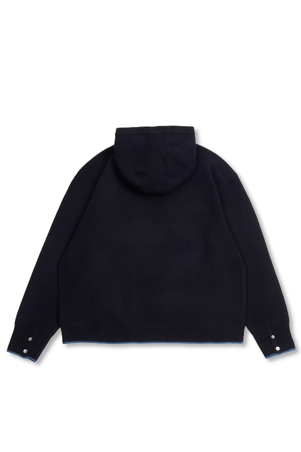 MUDSALT - 스웨터 - SHELL BUTTON KNIT HOOD NAVY