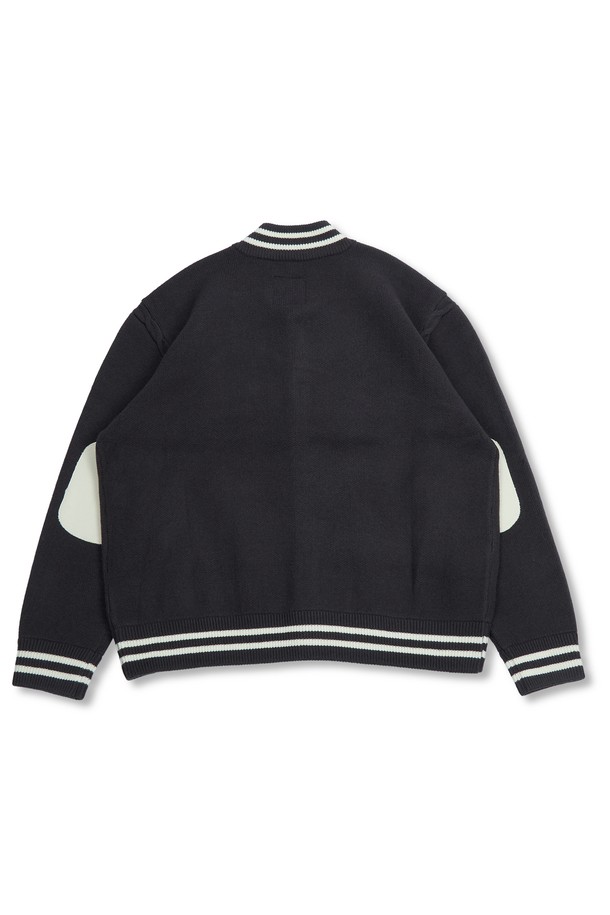 MUDSALT - 가디건 - MODAL VARSITY KNIT CARDIGAN CHARCOAL