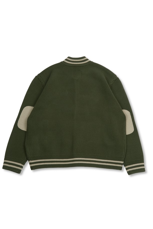 MUDSALT - 가디건 - MODAL VARSITY KNIT CARDIGAN OLIVE