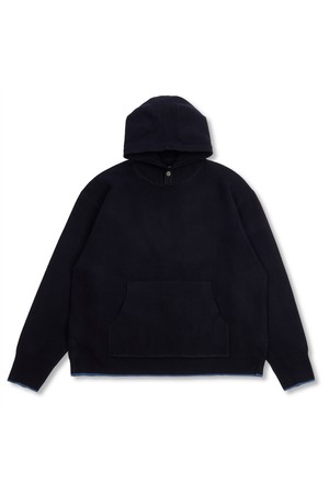 SHELL BUTTON KNIT HOOD NAVY