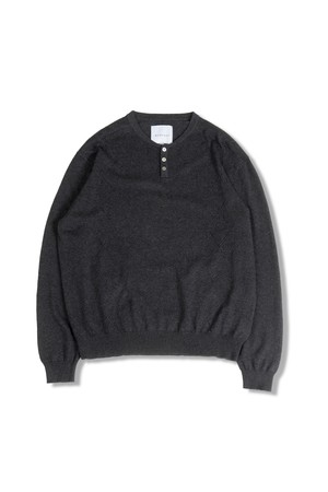 CABLE HENRY NECK KNIT CHARCOAL