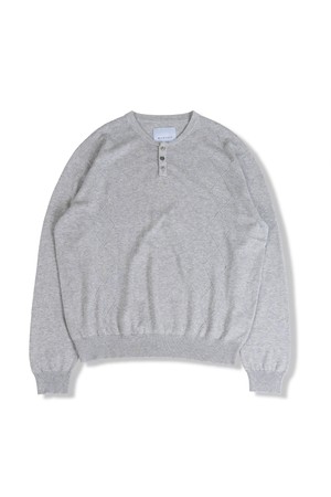 CABLE HENRY NECK KNIT MELANGE GRAY