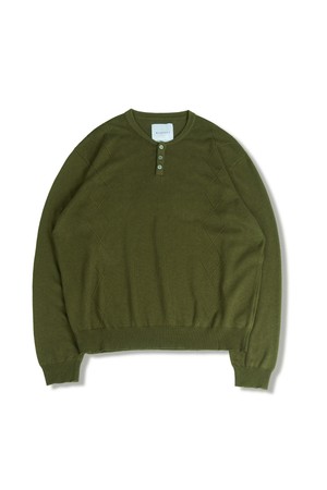 CABLE HENRY NECK KNIT OLIVE