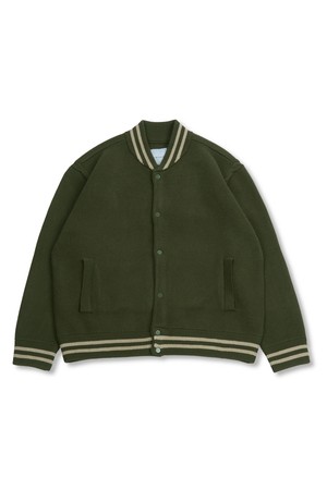 MODAL VARSITY KNIT CARDIGAN OLIVE