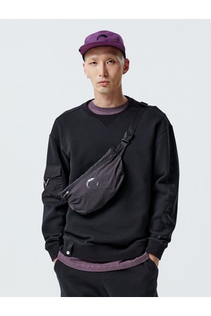 남성 우븐 슬링백 크루넥 골프 스웨트셔츠 블랙_BLACK-a