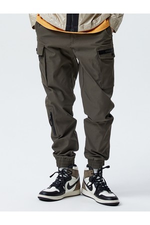 남성 로고 레터링 골프 조거팬츠 카키_KHAKI-a