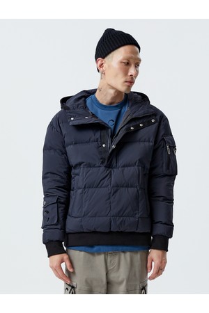 남성 구스다운 골프 아노락 후드티셔츠 블랙_BLACK-a